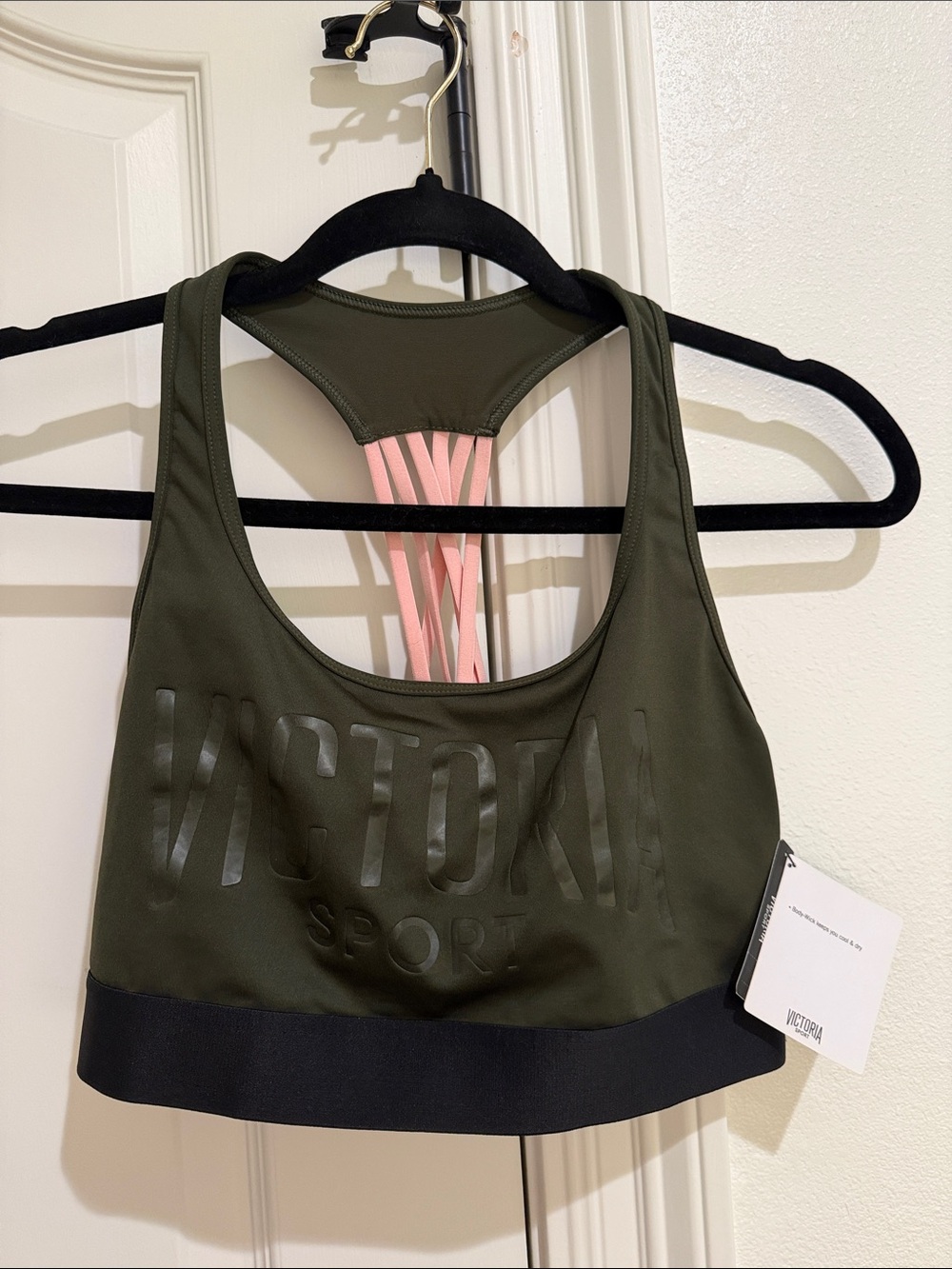 Victoria’s Secret green pink sports bra size large NWT